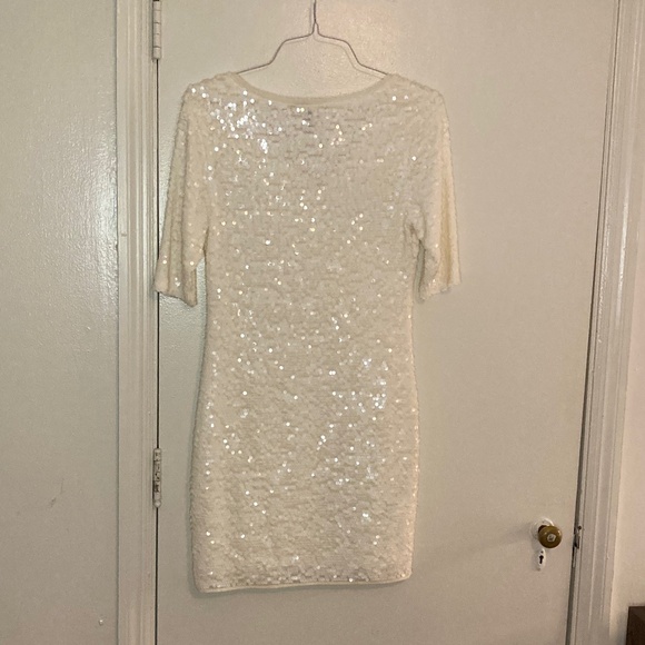 BCBGMAXAZRIA Ivory Sequin Cocktail Dress - Picture 2 of 8